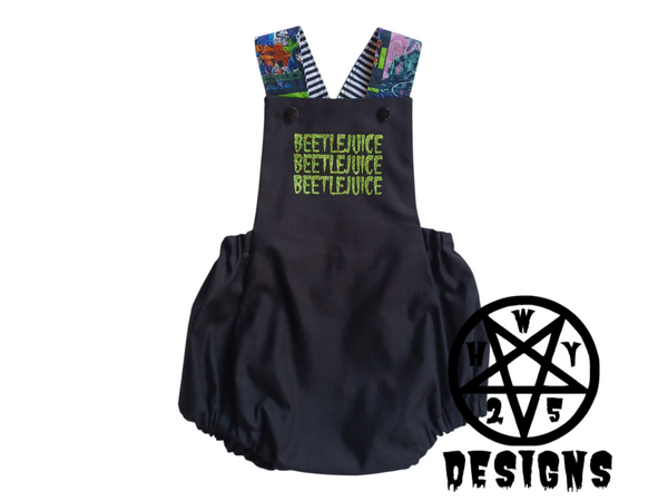Glitter Beetlejuice Overall Romper