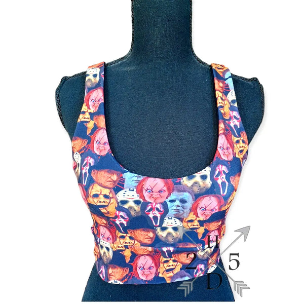 Horror Head Mash-up Crop Top Tank